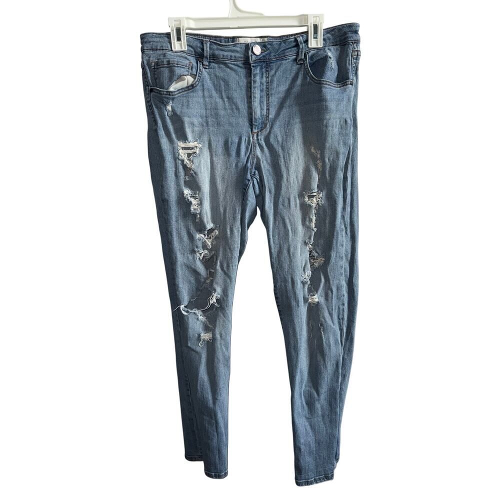 Rachel Rachel Roy Girlfriend Jeans Size 31 Distressed Ripped Blue Denim